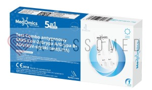 Test Medomics combo 5w1 Grypa A/Grypa B+ADV/RSV /SARS-CoV-2/ do samokontroli  2027.05.