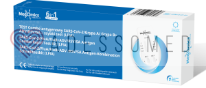 Test combo 6w1 Medomics STREP A/Grypa A/B/RSV/ADENOVIRUS/ COVID-19  - test profesjonalny 